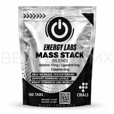 Mass Stack SARMs 25 mg (Andarine 10 mg + Ligandrol 10 mg + Ostarina 5 mg) 60 tabletas | Energy Labs