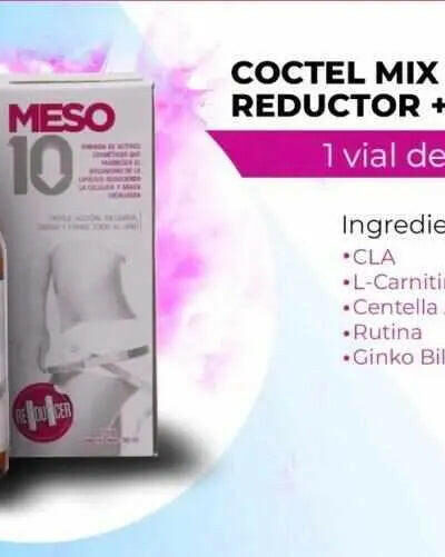 Coctel Mix Reductor más CLA / CLA, Carnitina, Centella Asiática, Rutina, Ginko Biloba 50 ML | Meso 10 - mesoterapia
