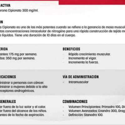 CYPIODRA 300 (CIPIONATO) Testosterone cypionate 300 mg/ml. | ESTEROIDES DRAGON PHARMA - esteroide