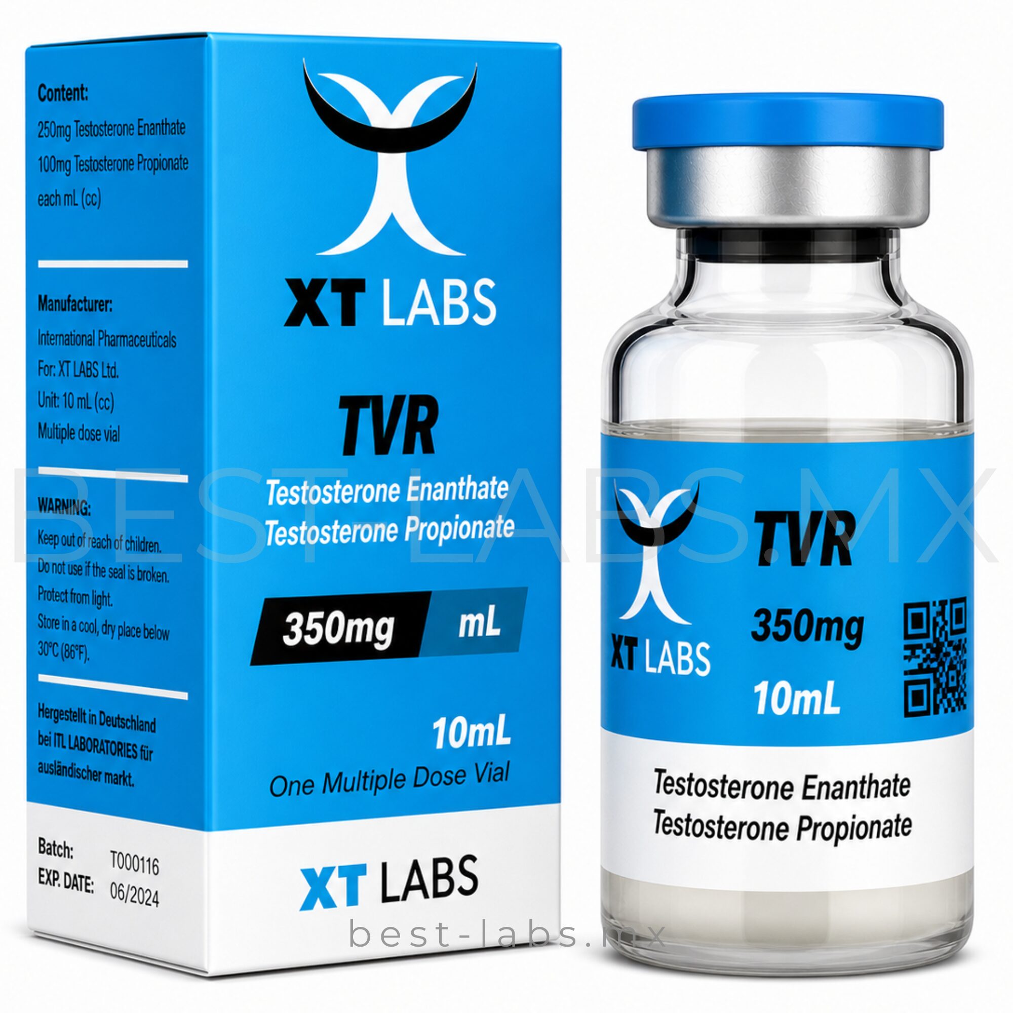 TVR-350 350 mg/ml (Testosterona Propionato + Trembolona Acetato + Drostanolona Propionato) frasco con 10 ml | XT Labs