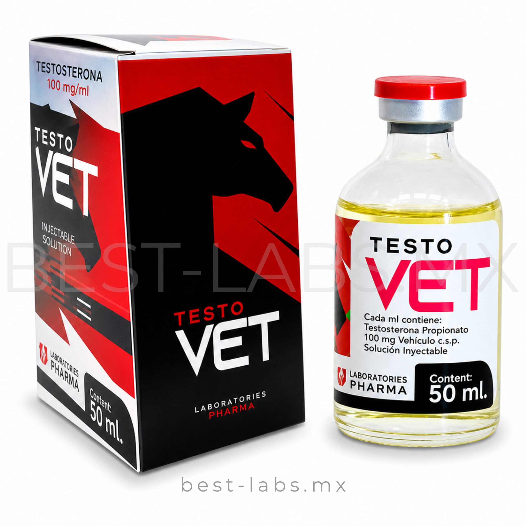 TESTO VET 375 (Propionato 90mg + Undecanoato 145mg/ml + Cipionato 140mg) Frasco de 50 ML - VETER IIX PHARMA LABORATORY