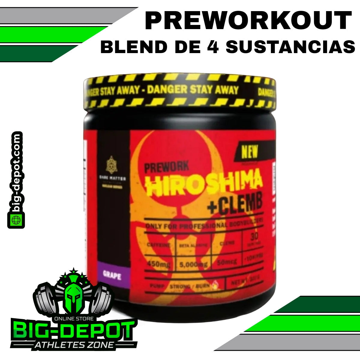 Hiroshima preworkout Dark Matter 30 servicios 300 g Big Depot original