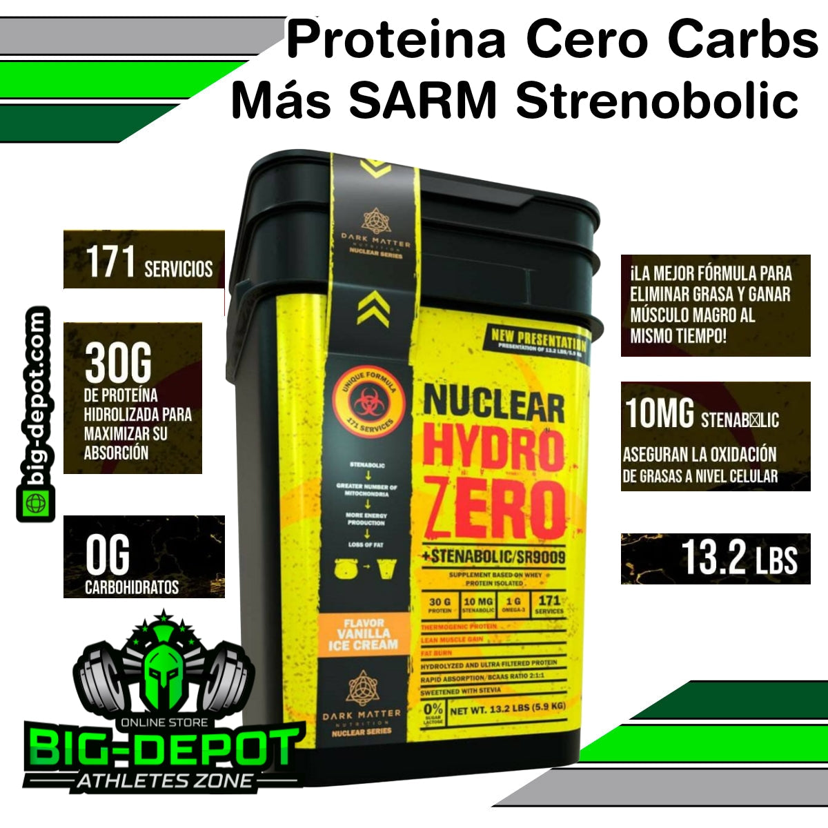 Nuclear Hydro Zero proteina hidrolizada SR9009 Dark Matter 13.2 lbs 171 servicios Big Depot original