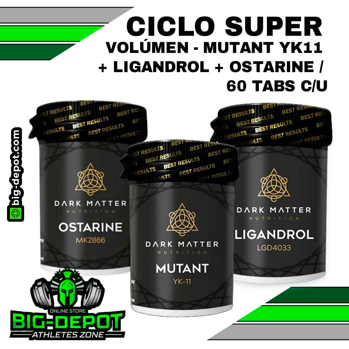 Ciclo super volumen YK11 Ligandrol Ostarine Sarms Dark Matter 60 tabletas Big Depot original