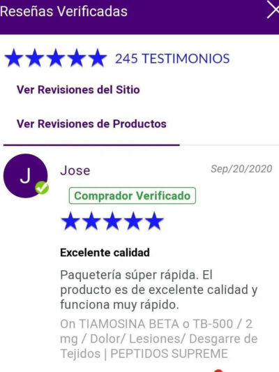 TIAMOSINA BETA o TB-500 / 2 mg / Dolor/ Lesiones/ Desgarre de Tejidos | PEPTIDOS SUPREME - PEPTIDO
